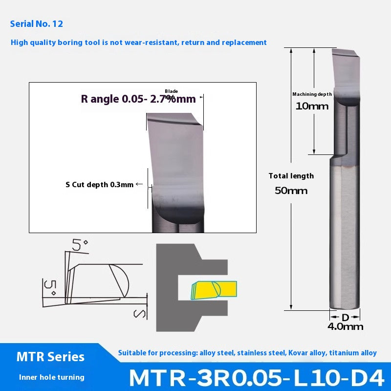 1123-Tungsten steel small hole boring cutter MTR centering machine stainless steel special small diameter boring cutter integral tungsten carbide internal hole boring cutter Shandong Denso Pricision Tools Co.,Ltd.